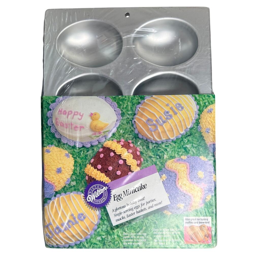 VINTAGE WILTON Egg Minicake Pan 6 Cavity Aluminum Easter Cake Baking Mold NIP